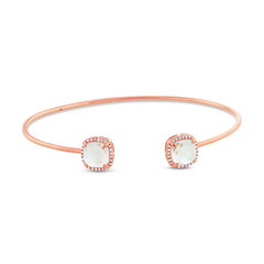 0.14ct Diamond & 3.30ct White Topaz 14k Rose Gold Bangle