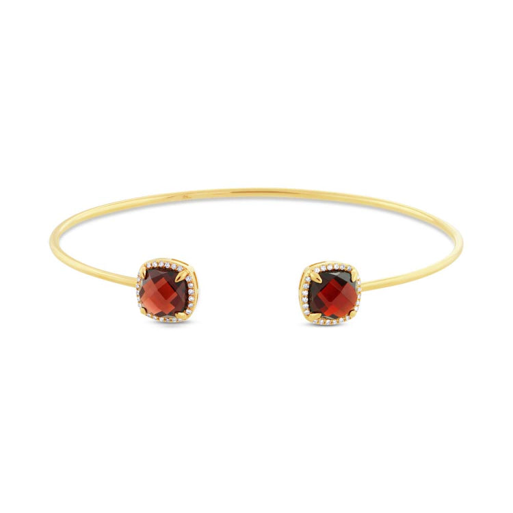 0.14ct Diamond & 4.75ct Garnet 14k Yellow Gold Bangle
