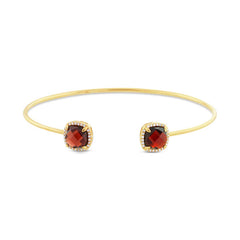0.14ct Diamond & 4.75ct Garnet 14k Yellow Gold Bangle