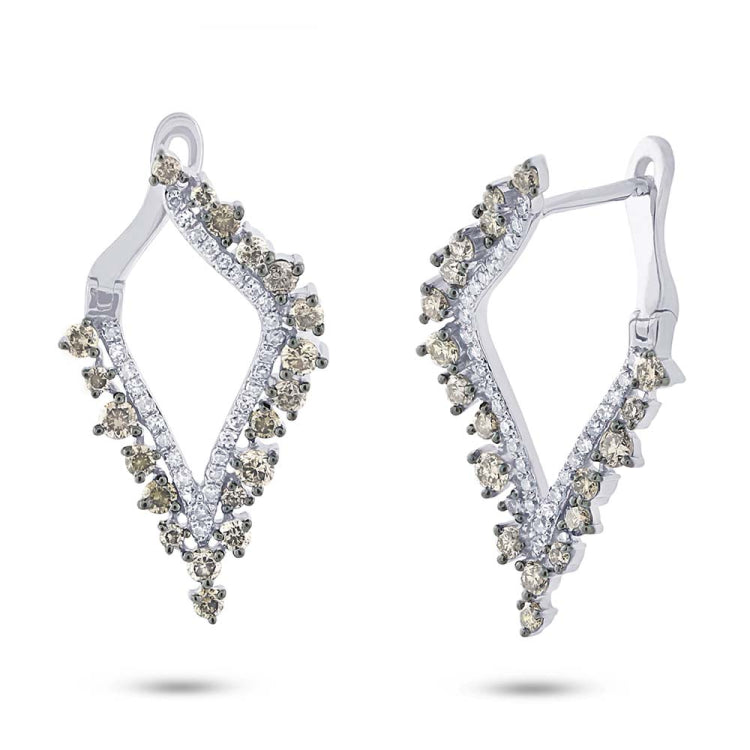 1.20ct 14k White Gold White & Champagne Diamond Earring