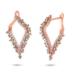 1.20ct 14k Rose Gold White & Champagne Diamond Earring