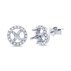 0.49ct 14k White Gold Diamont Semi-mount Stud Earring