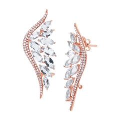 0.75ct Diamond & 5.65ct White Topaz 14k Rose Gold Ear Crawler Earring