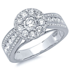 1.25ct 14k White Gold Diamond Cluster Engagement Ring Size 5.5