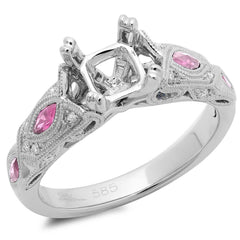 0.09ct Diamond & 0.38ct Pink Sapphire 14k White Gold Semi-mount Ring