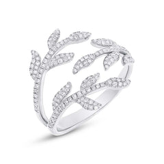 0.44ct 14k White Gold Diamond Leaf Ring