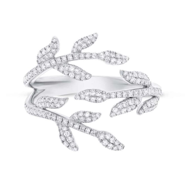 0.44ct 14k White Gold Diamond Leaf Ring