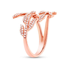 0.44ct 14k Rose Gold Diamond Leaf Ring