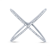 0.18ct 14k White Gold Diamond Lady's "X" Ring Size 6