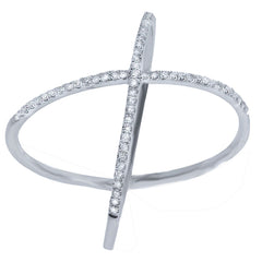 0.18ct 14k White Gold Diamond Lady's "X" Ring Size 6