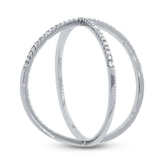 0.18ct 14k White Gold Diamond Lady's "X" Ring Size 6