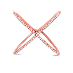 0.18ct 14k Rose Gold Diamond Lady's "X" Ring Size 5