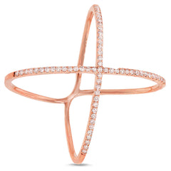 0.18ct 14k Rose Gold Diamond Lady's "X" Ring Size 5