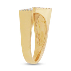 0.22ct 14k Yellow Gold Diamond Pave Triangle Ring Size 5.5