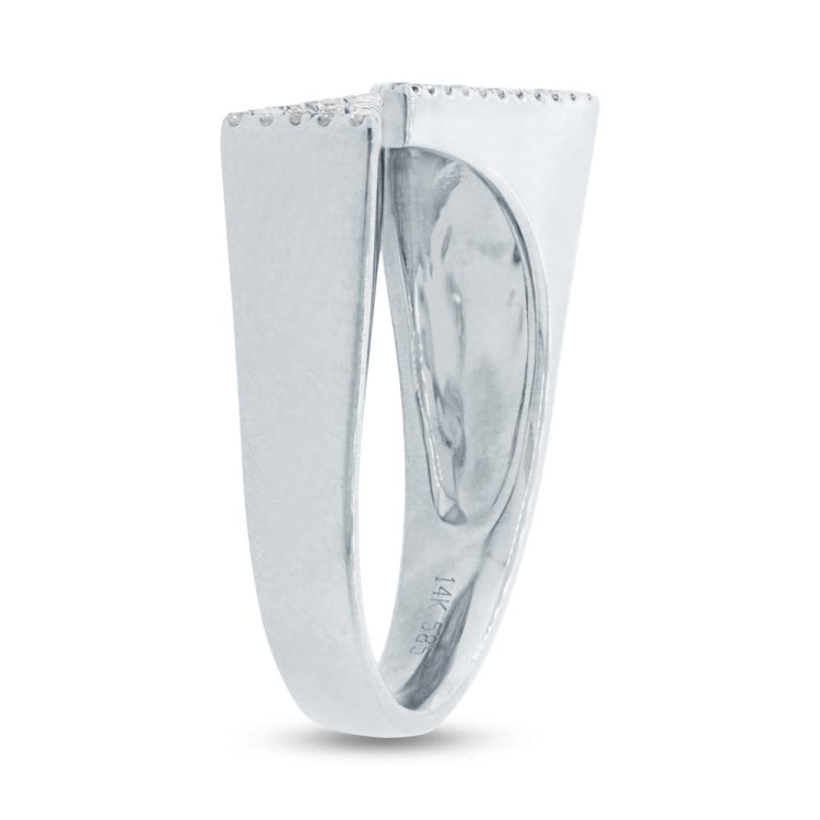 0.22ct 14k White Gold Diamond Pave Triangle Ring Size 5.5