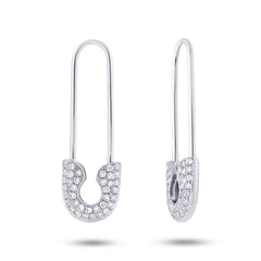 0.21CT 14k White Gold Diamond Safety Pin Earring