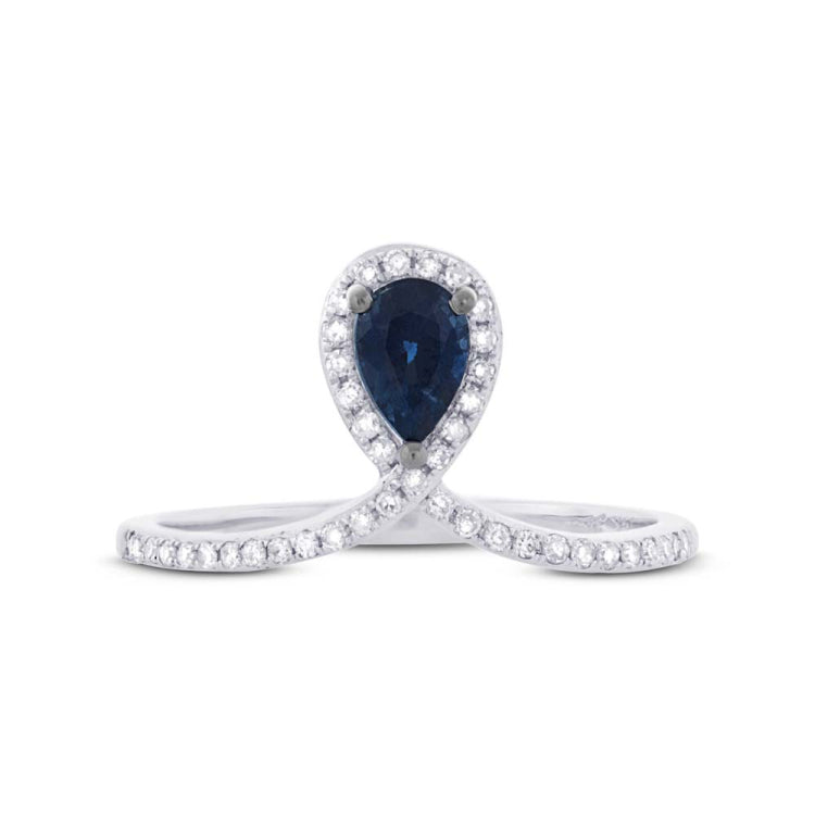 0.16ct Diamond & 0.46ct Blue Sapphire 14k White Gold Ring