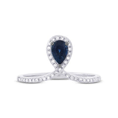 0.16ct Diamond & 0.46ct Blue Sapphire 14k White Gold Ring