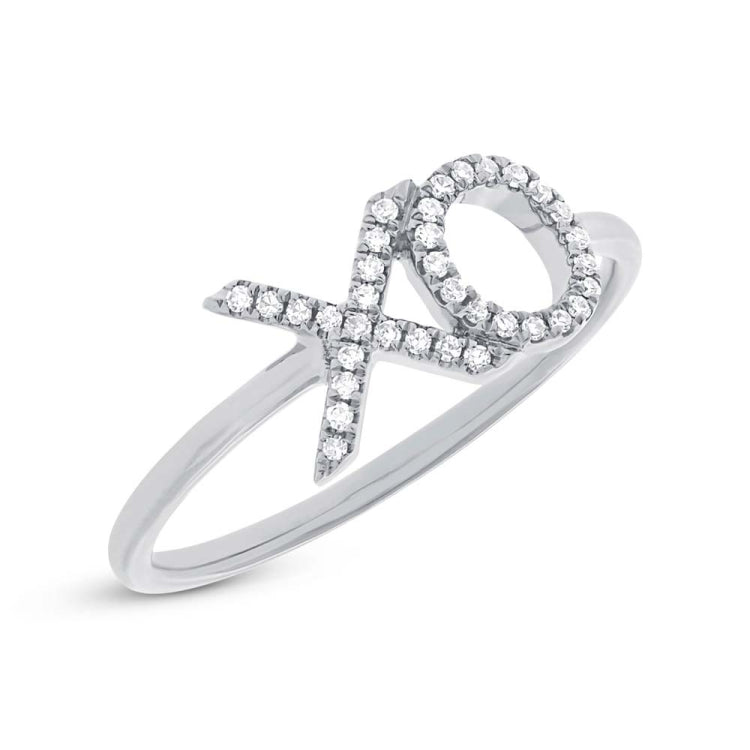 0.09ct 14k White Gold Diamond "XO" Ring Size 5