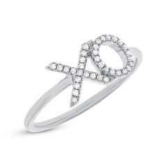 0.09ct 14k White Gold Diamond "XO" Ring Size 5