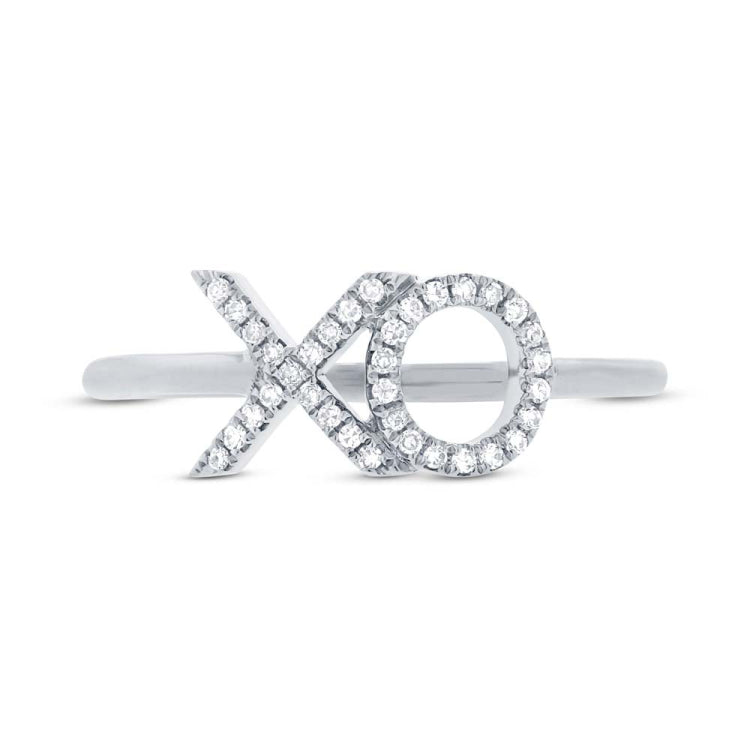 0.09ct 14k White Gold Diamond "XO" Ring Size 5