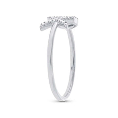0.09ct 14k White Gold Diamond "XO" Ring Size 6