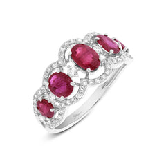0.40ct Diamond & 1.85ct Ruby 14k White Gold Ring