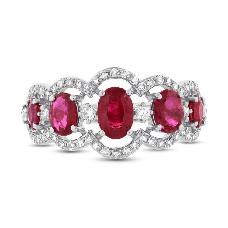 0.40ct Diamond & 1.85ct Ruby 14k White Gold Ring