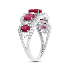 0.40ct Diamond & 1.85ct Ruby 14k White Gold Ring