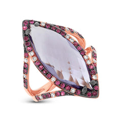 0.15ct Diamond & 6.52ct Amethyst & Pink Sapphire 14k Rose Gold Ring