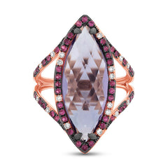 0.15ct Diamond & 6.52ct Amethyst & Pink Sapphire 14k Rose Gold Ring