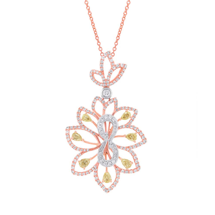 1.37ct 18k Three-tone Gold White & Fancy Color Diamond Pendant