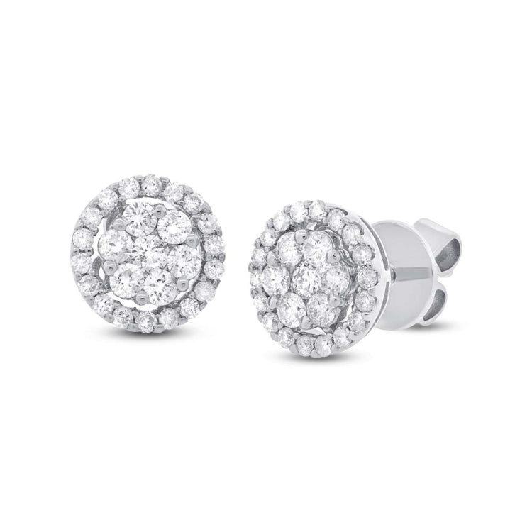 0.97ct 18k White Gold Diamond Cluster Stud Earring