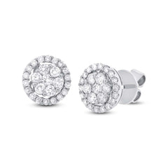 0.97ct 18k White Gold Diamond Cluster Stud Earring