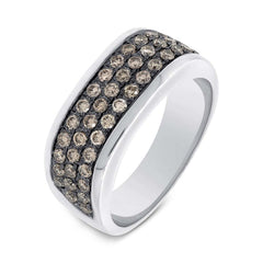 1.08ct 14k White Gold Champagne Diamond Men's Band Size 8.5