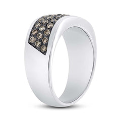 1.08ct 14k White Gold Champagne Diamond Men's Band Size 8.5