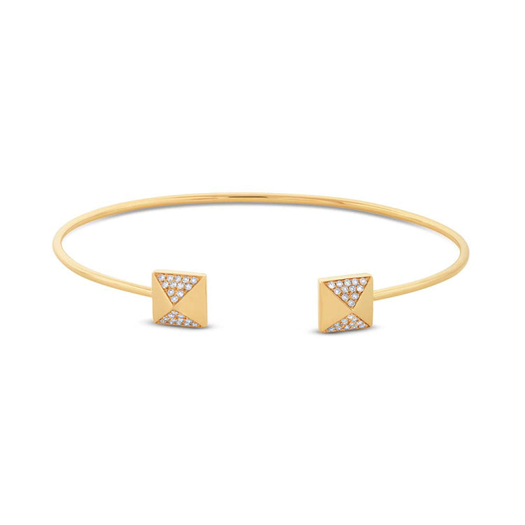 0.25ct 14k Yellow Gold Diamond Pyramid Bangle