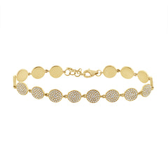 1.33ct 14k Yellow Gold Diamond Pave Circle Bracelet