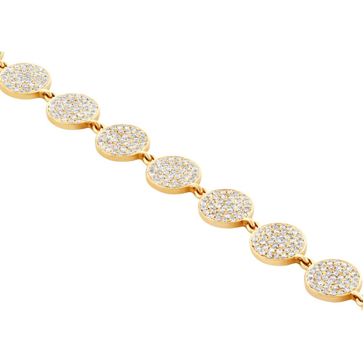 1.33ct 14k Yellow Gold Diamond Pave Circle Bracelet