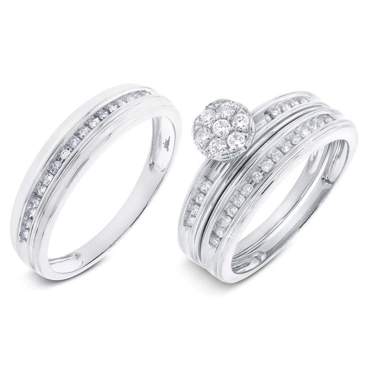 0.37ct 14k White Gold Diamond Trio Set Cluster