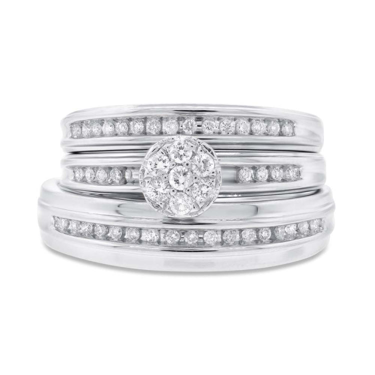 0.37ct 14k White Gold Diamond Trio Set Cluster