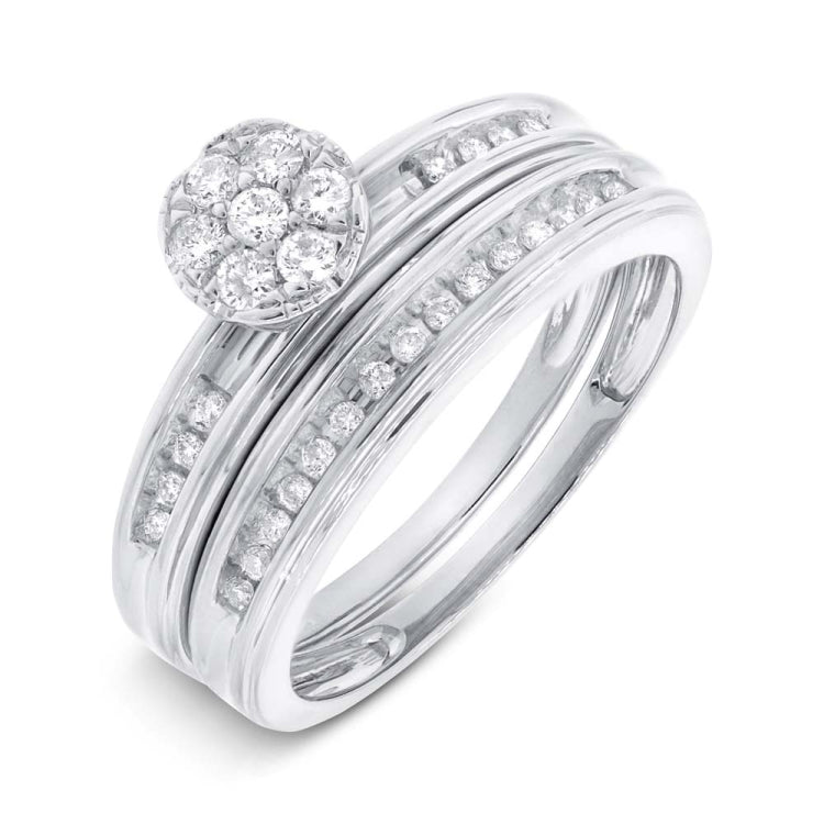 0.37ct 14k White Gold Diamond Trio Set Cluster