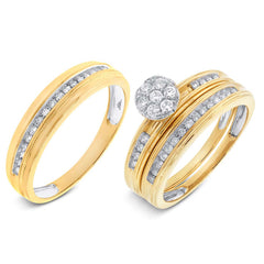 0.37ct 14k Yellow Gold Diamond Trio Set Cluster