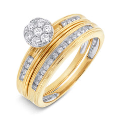 0.37ct 14k Yellow Gold Diamond Trio Set Cluster