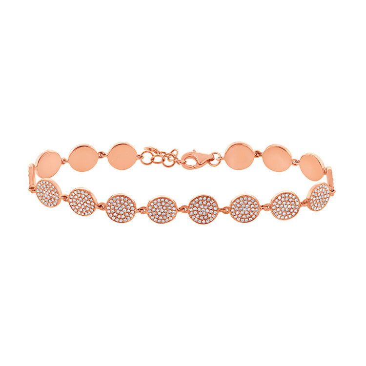1.33ct 14k Rose Gold Diamond Pave Circle Bracelet