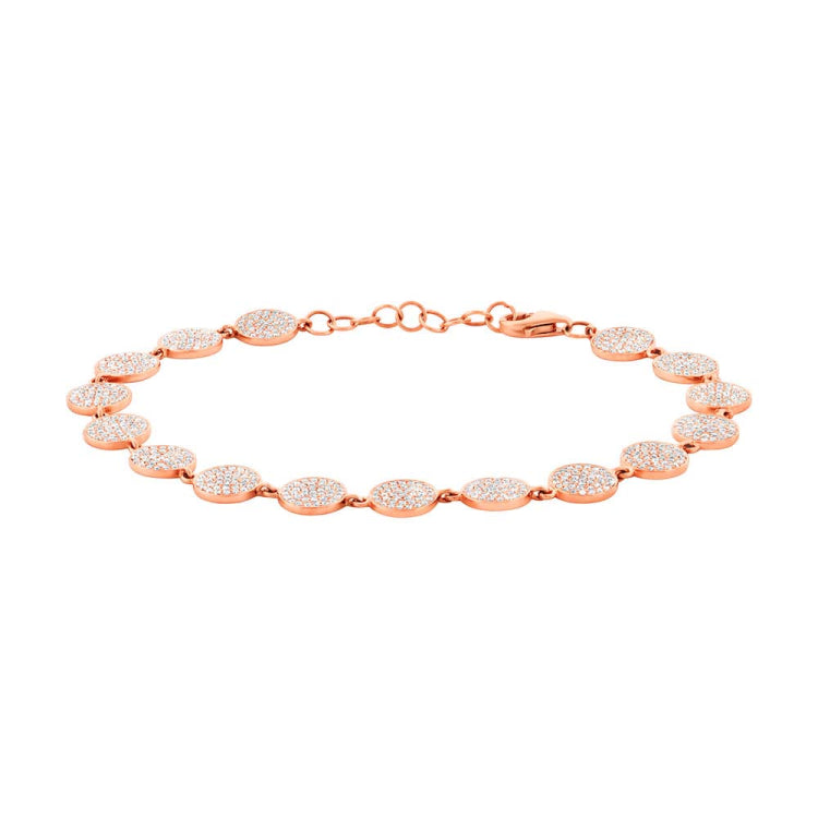 1.33ct 14k Rose Gold Diamond Pave Circle Bracelet