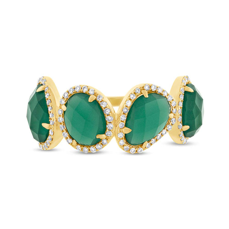 0.27ct Diamond & 3.80ct Green Agate 14k Yellow Gold Ring