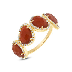 0.27ct Diamond & 3.70ct Red Agate 14k Yellow Gold Ring