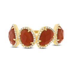 0.27ct Diamond & 3.70ct Red Agate 14k Yellow Gold Ring