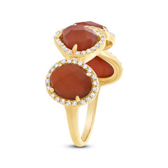 0.27ct Diamond & 3.70ct Red Agate 14k Yellow Gold Ring